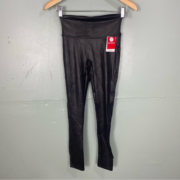 Spanx Faux Leather Leggings Black Small Petite - Picture 2 of 5